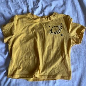 Yellow Cropped Graphic Tee